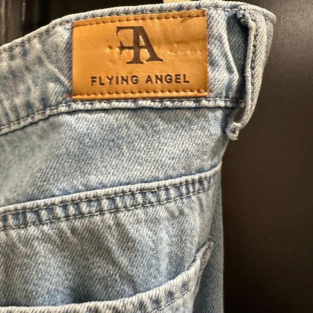 🆕 Flying Angel Stylish Light Blue Wide Leg Jeans with Bow Accents - Picture 5 of 10